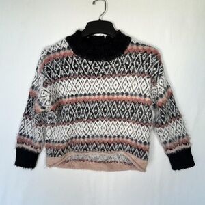 Urban Outfitters Black, Pink, and White Geometric Turtleneck Sweater